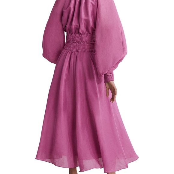 COUNTRY ROAD Linen Gathered Detail Long Sleeve Midi Dress - Picture 3 of 6